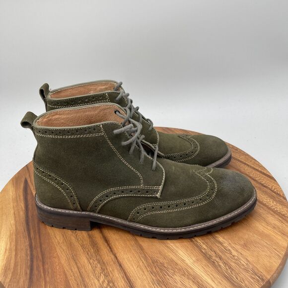 Florsheim Imperial Boots Mens Size 10 D Olive Green Suede Leather Wingtip Casual main image 6
